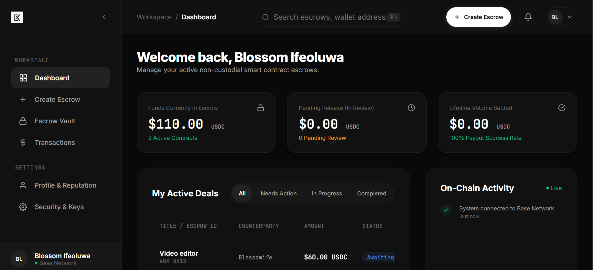 Baxis Workspace Dashboard UI